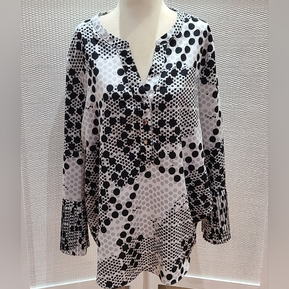 Zac & Rachek Polka Dot Black and White Women's Top Size XL